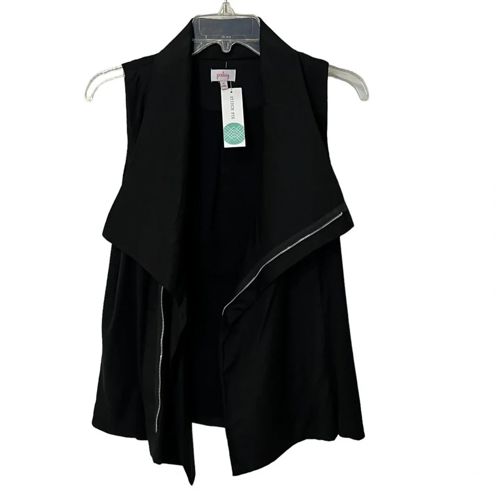Stitch Fix Pixley Malynn Soft Moto Vest for Asymmetrical Zip Front M Black - Picture 3 of 16
